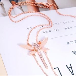 Rose Gold Dragonfly Statement Necklace